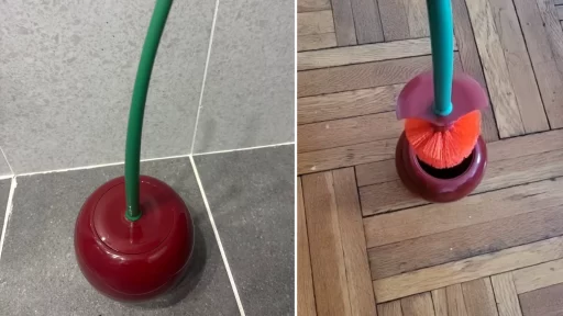 cherry-shaped toilet brush with holder