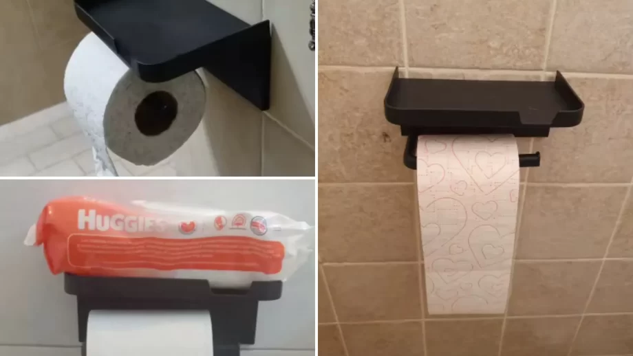 plastic toilet paper holder with phone shelf