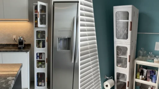 4-Tier Tall Narrow Storage Cabinet with Movable Wheels