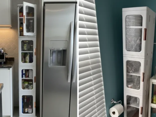 4-Tier Tall Narrow Storage Cabinet with Movable Wheels