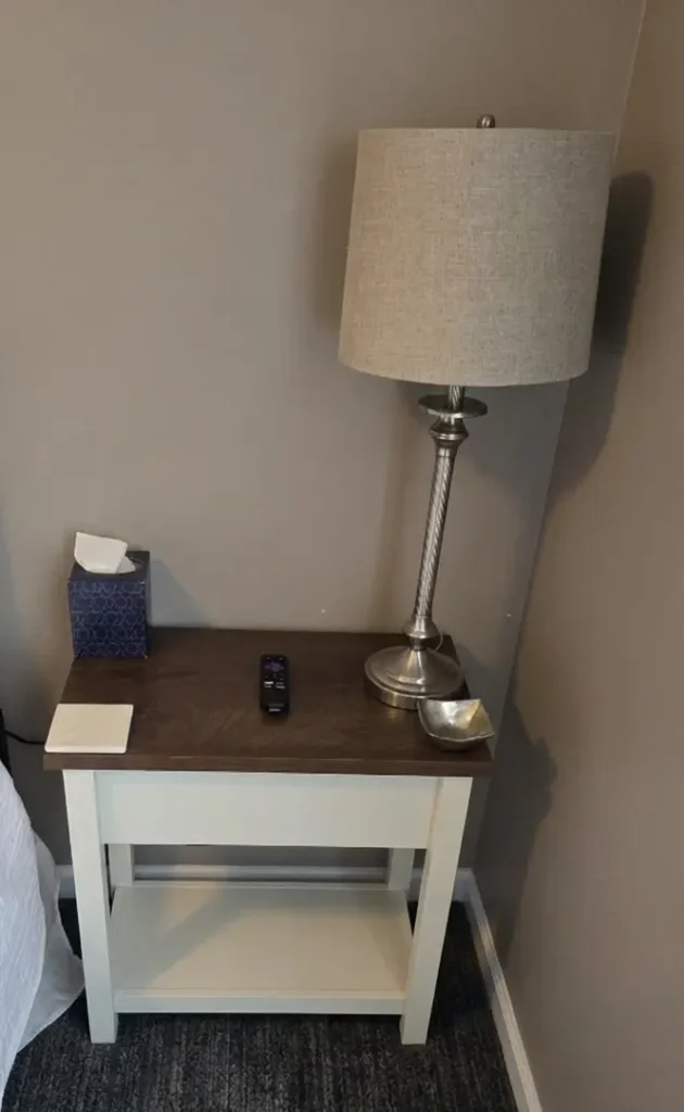 Armocity charging station sofa table rustic wood