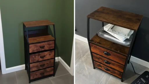 Furnulem Vertical Nightstand with Drawers for Small Bedroom