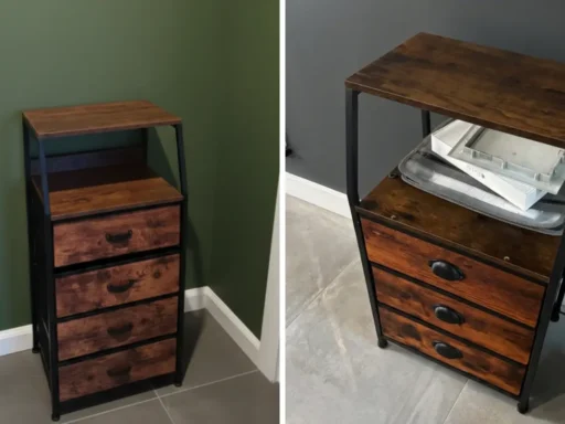 Furnulem Vertical Nightstand with Drawers for Small Bedroom