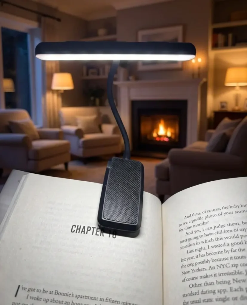 Gritin book light control panel showing color temperature button, on-off switch, and brightness adjustment controls