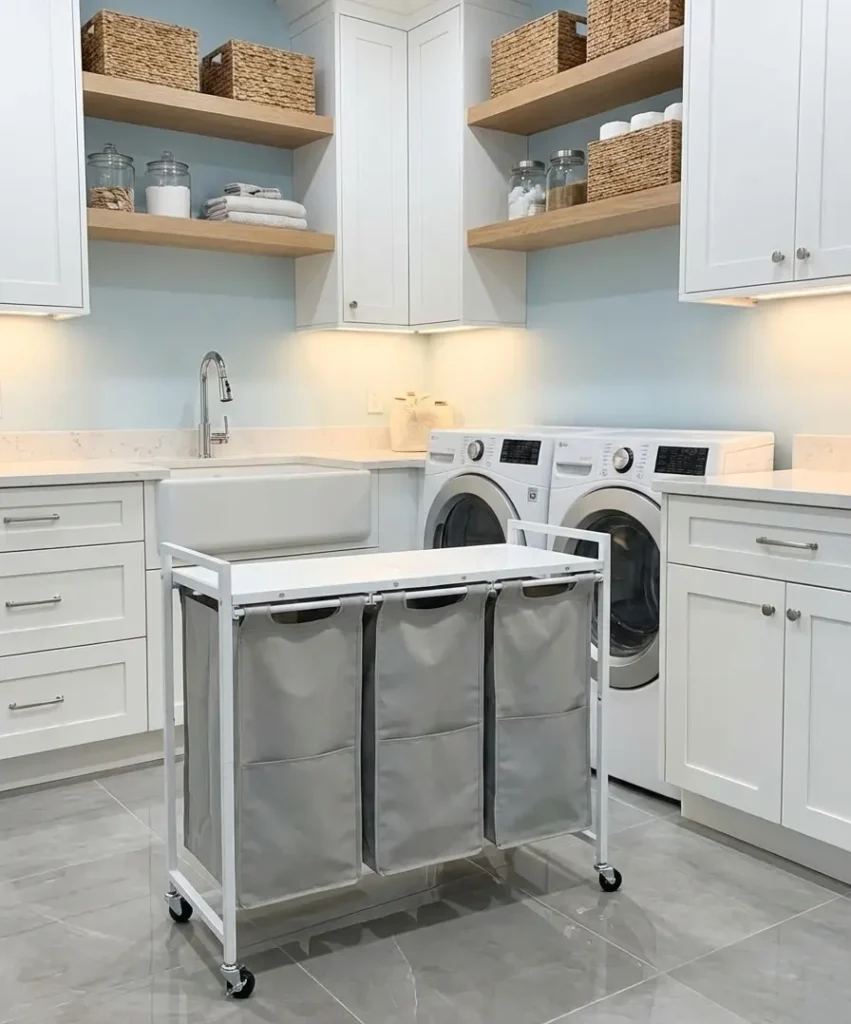 HOOBRO 3 section laundry sorter with metal frame and fabric bags