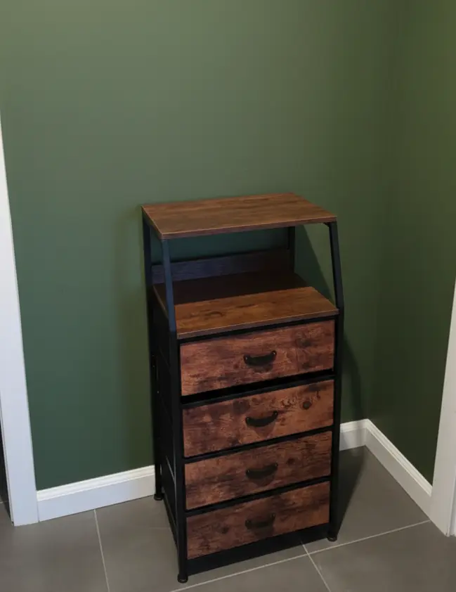 furnulem-vertical-nightstand-adjustable-feet-fabric-drawer-wooden-board-steel-frame-details