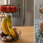 Auledio 2-Tier Fruit Basket with Banana Hanger