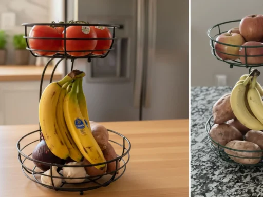 Auledio 2-Tier Fruit Basket with Banana Hanger